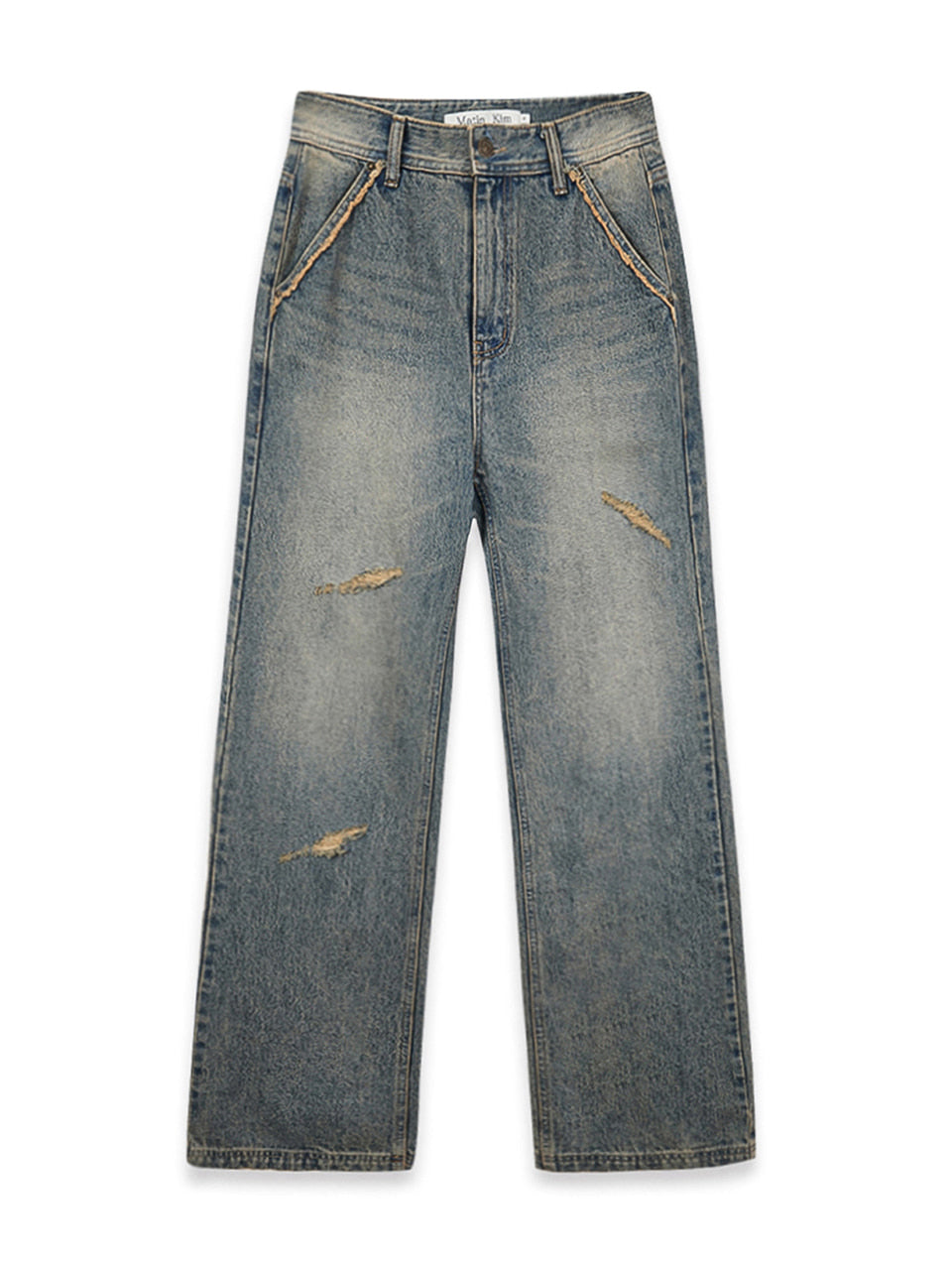 Matin Kim - Semi Boots Cut Washed Denim Pants (Blue) product image 1 | TRAB K-Fashion Australia