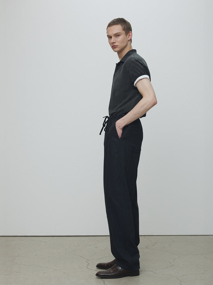 Tonywack - Light Wool Cotton Drawstring Trousers (Navy Stripe) product image 3 | TRAB K-Fashion Australia