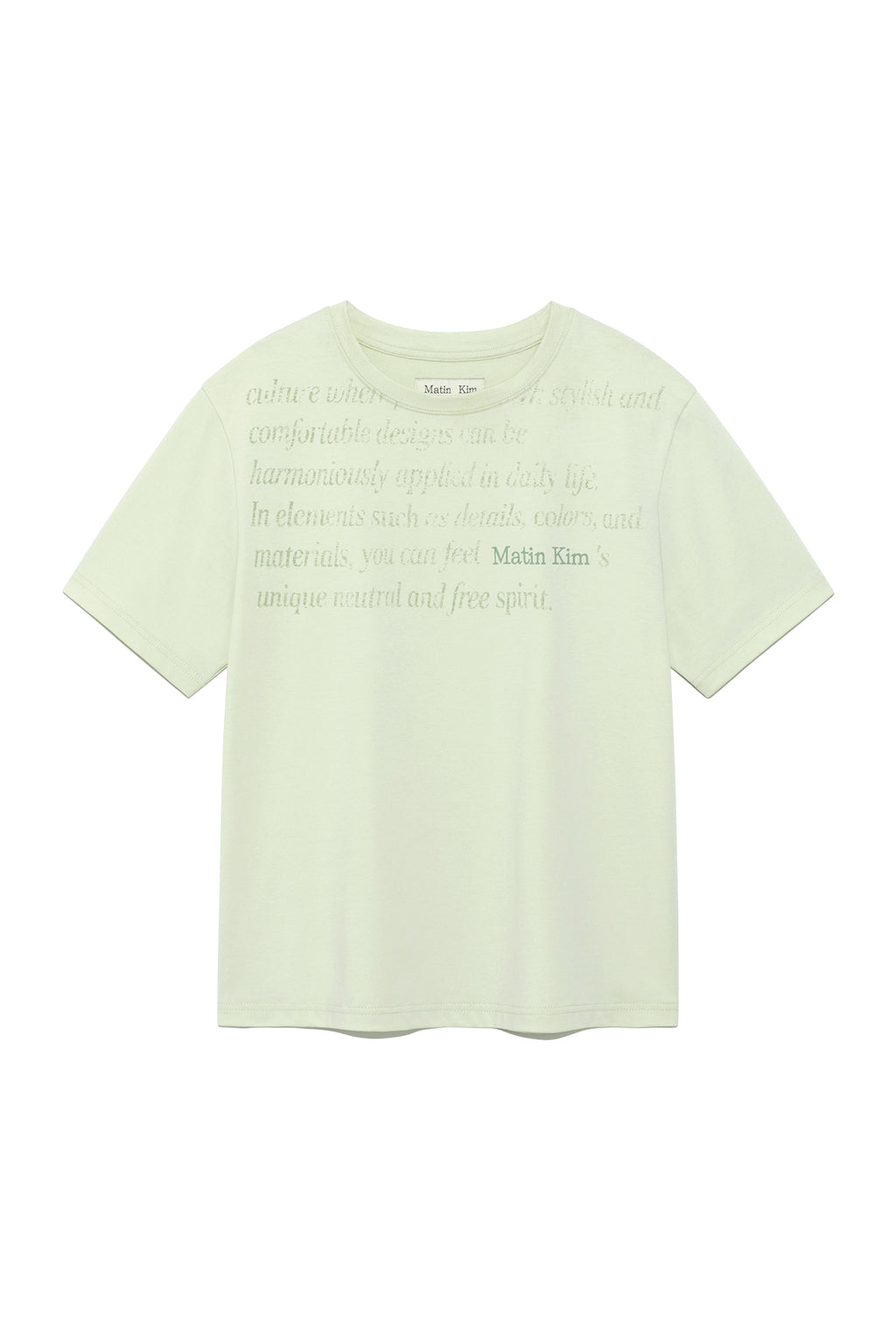 Matin Kim - Logo Point Lettering Graphic Top (Light Green) product image 1 | TRAB K-Fashion Australia