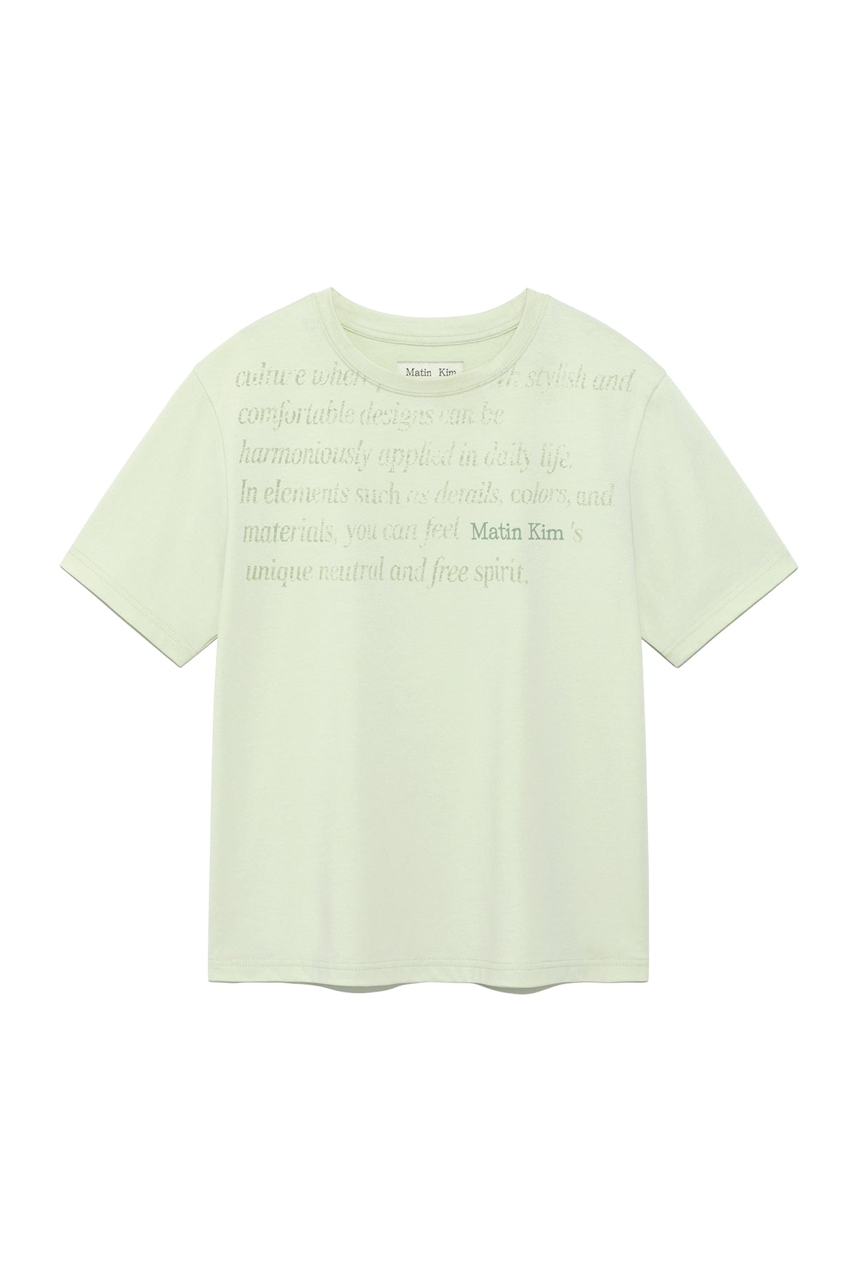 Matin Kim - Logo Point Lettering Graphic Top (Light Green) product image 1 | TRAB K-Fashion Australia