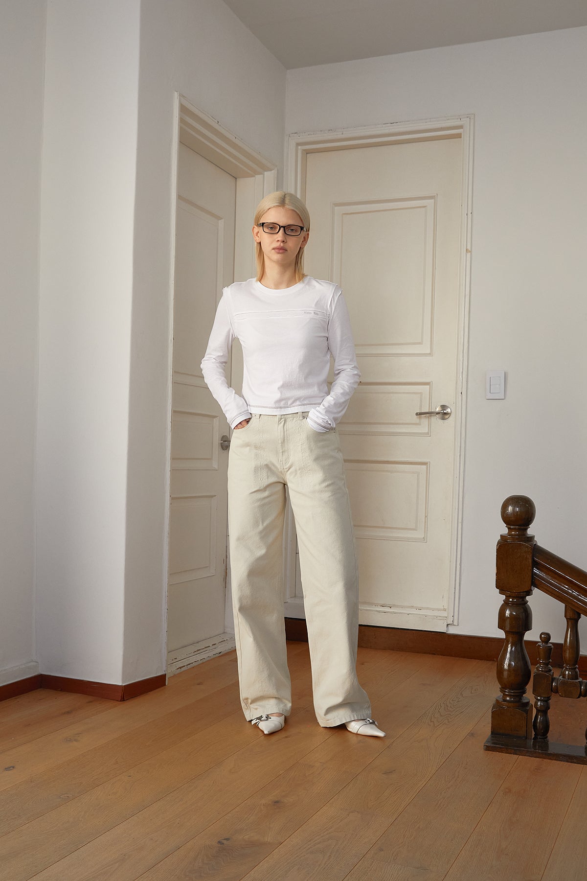 Matin Kim - Stitch Point Washed Cotton Pants (Cream) product image 10 | TRAB K-Fashion Australia