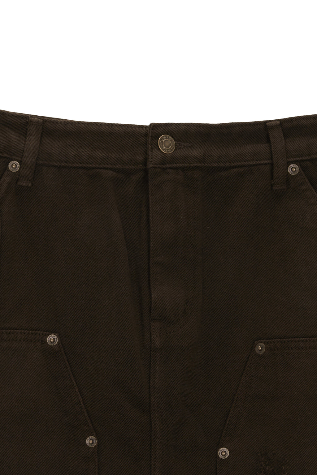 Matin Kim - Unbalance Damage Denim Skirt (Khaki) product image 3 | TRAB K-Fashion Australia