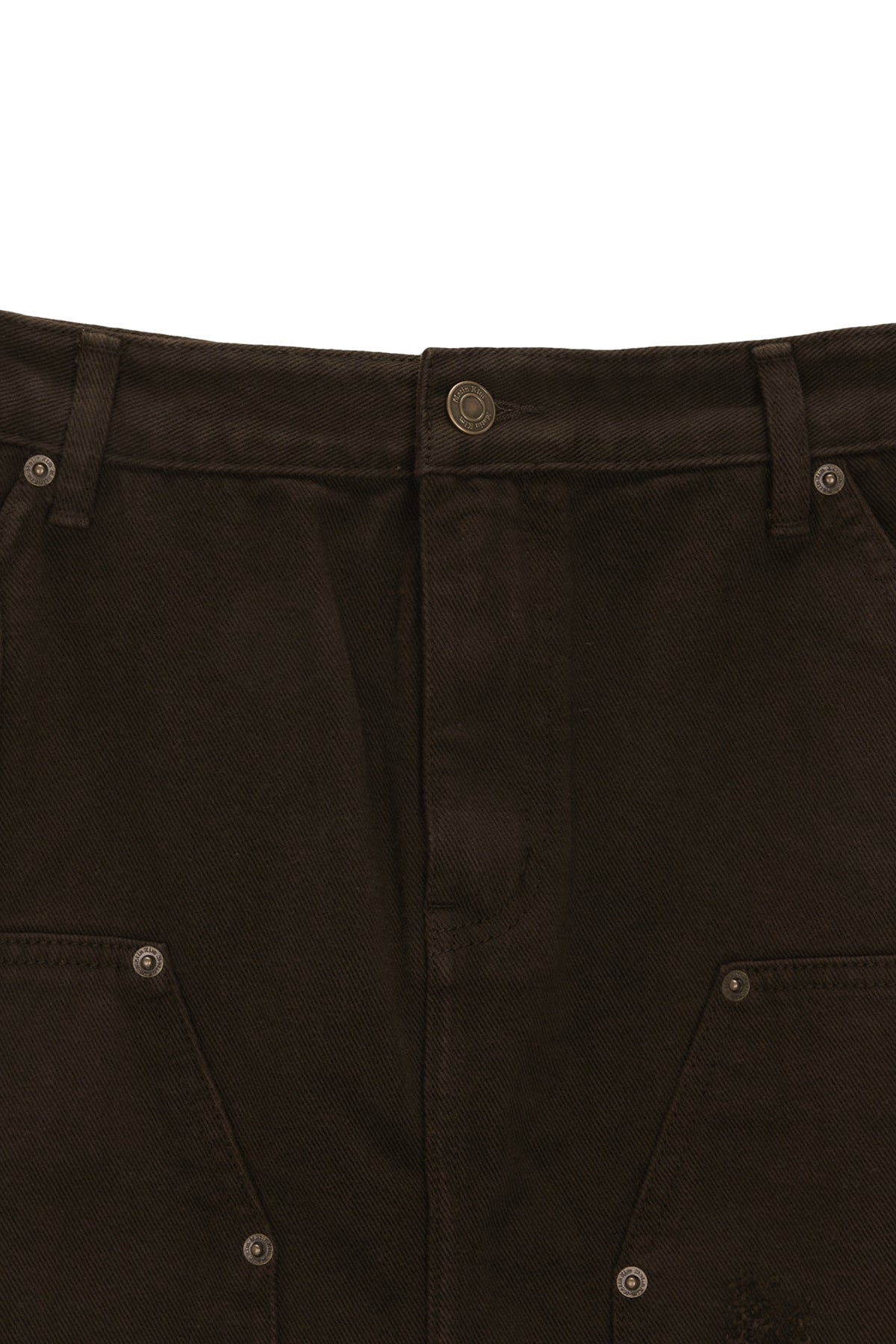 Matin Kim - Unbalance Damage Denim Skirt (Khaki) product image 3 | TRAB K-Fashion Australia