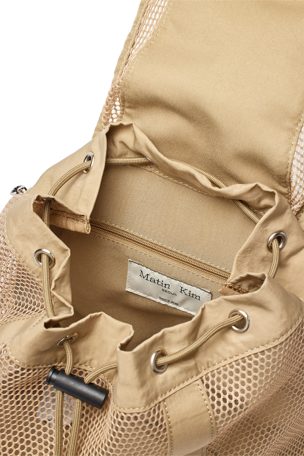 Matin Kim - One Pocket Mesh Back Pack (Dark Beige) product image 4 | TRAB K-Fashion Australia