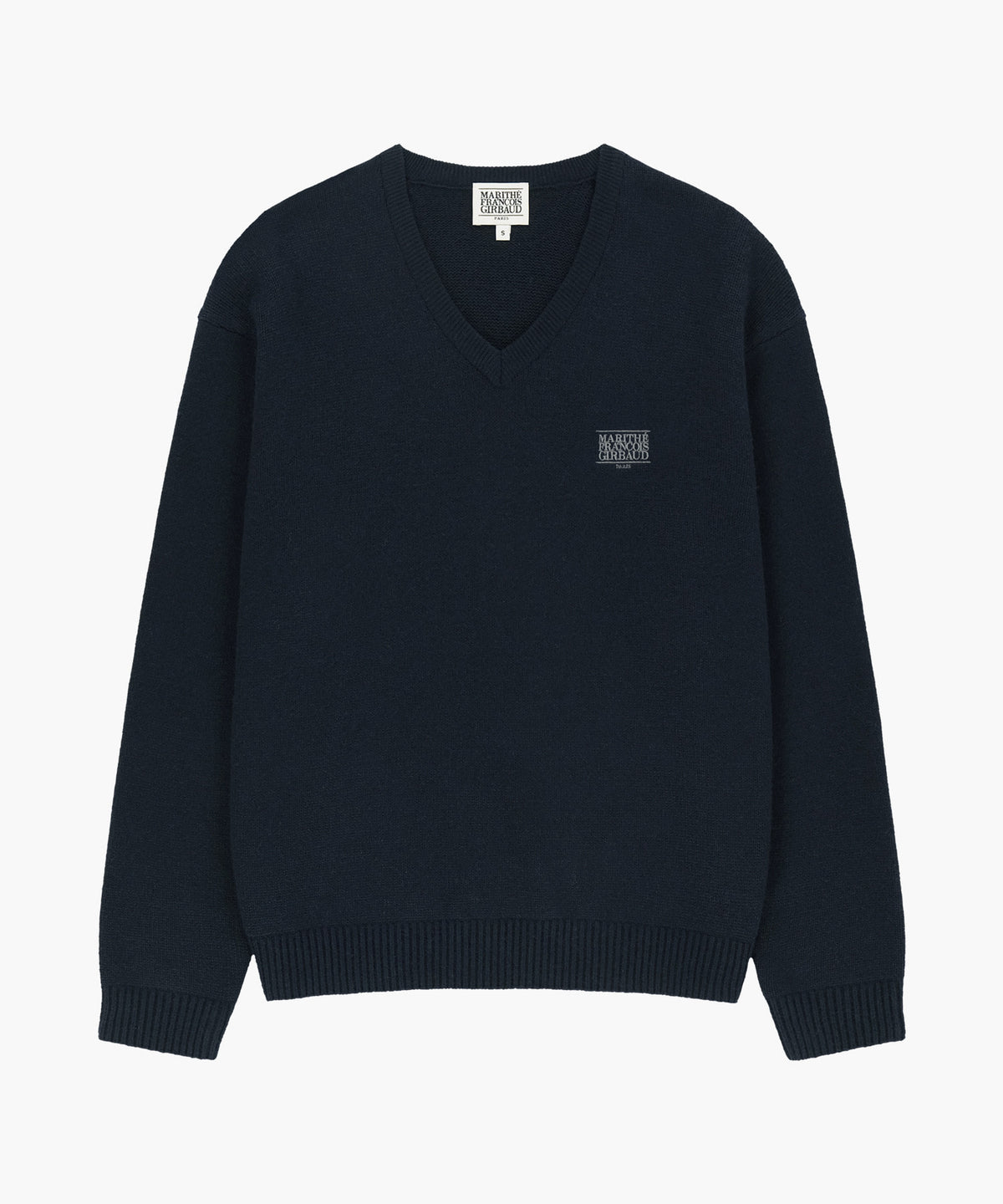 Marithe & Francois Girbaud - Small Classic Logo Oversized V-neck Knit Pullover (Dark Navy) product image 5 | TRAB K-Fashion Australia