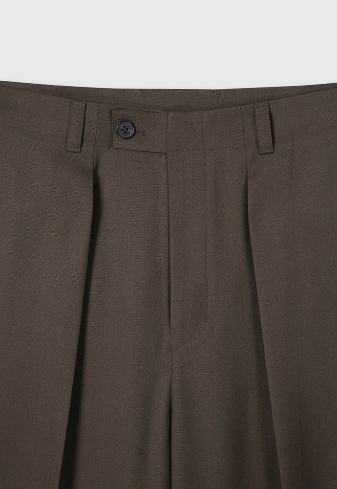 Tonywack - Wool Twill Pleated Wide Trousers (Brown) product image 8 | TRAB K-Fashion Australia