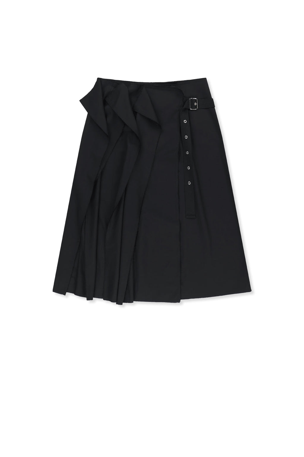 Matin Kim - Raw Edge Flap Belted Skirt (Black) product image 1 | TRAB K-Fashion Australia