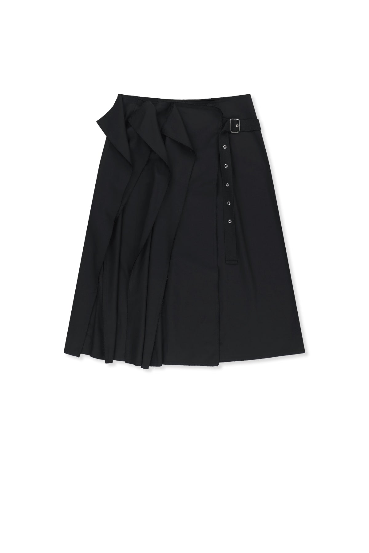 Matin Kim - Raw Edge Flap Belted Skirt (Black) product image 1 | TRAB K-Fashion Australia