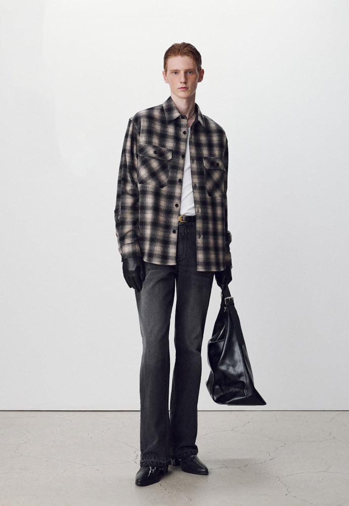 Tonywack - Flared Reconstructed Denim Jeans (Washed Black) product image 1 | TRAB K-Fashion Australia