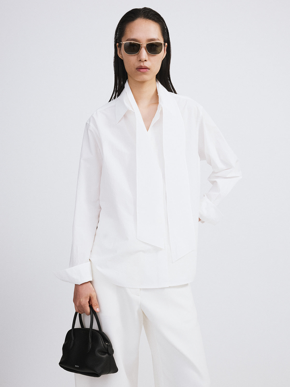 Recto - Detachable Scarf Cotton Shirt (Off White) product image 3 | TRAB K-Fashion Australia