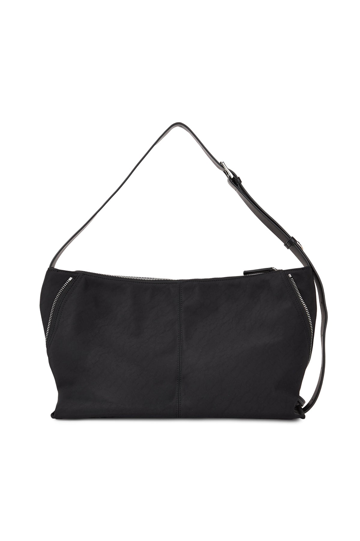 Matin Kim - Side Zipper Fabric Shoulder Bag (Black) product image 2 | TRAB K-Fashion Australia