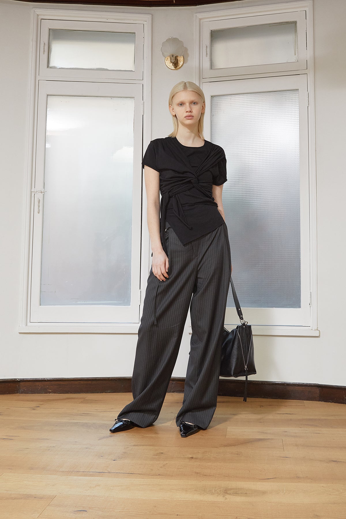 Matin Kim - Tuck Point Stripe Trouser (Charcoal) product image 13 | TRAB K-Fashion Australia
