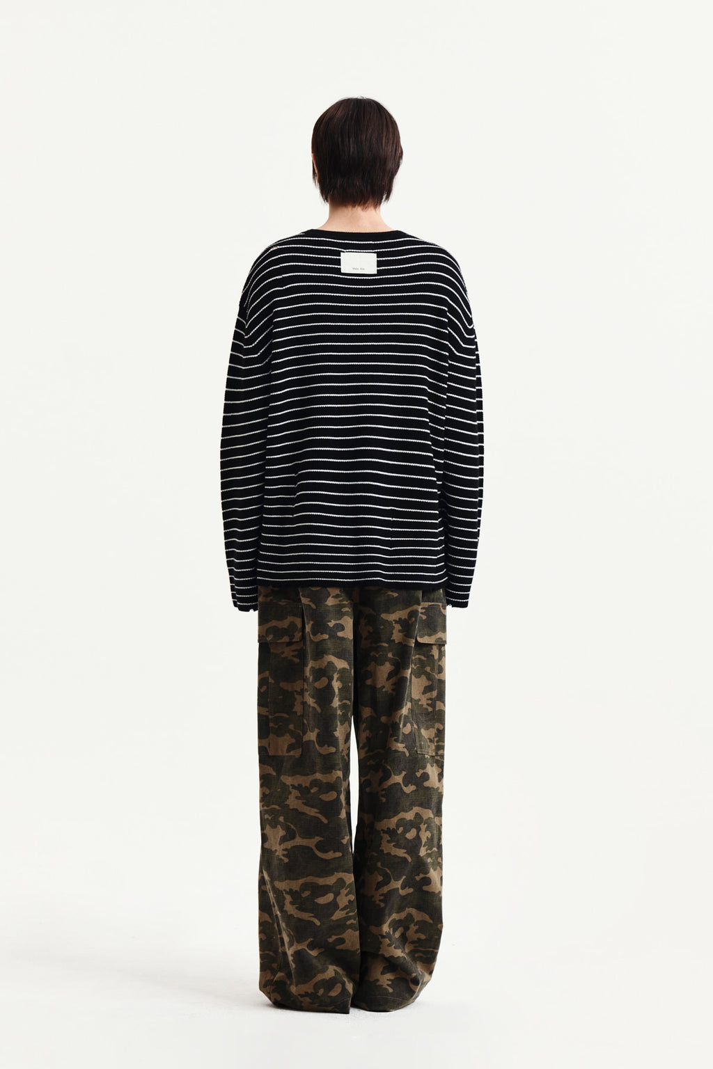 Matin Kim - Stripe Damaged Loose Pullover (Black) product image 12 | TRAB K-Fashion Australia