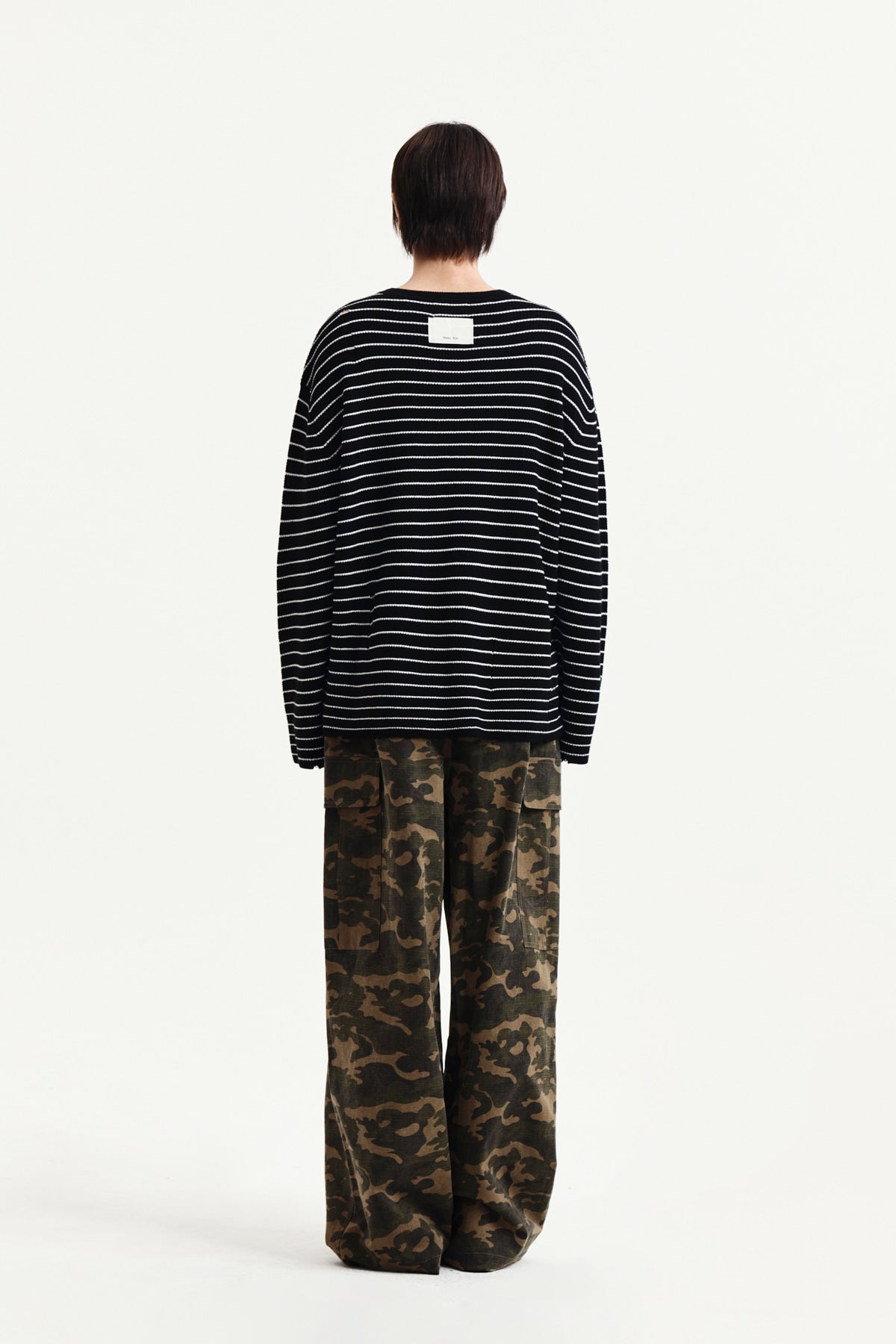 Matin Kim - Stripe Damaged Loose Pullover (Black) product image 12 | TRAB K-Fashion Australia