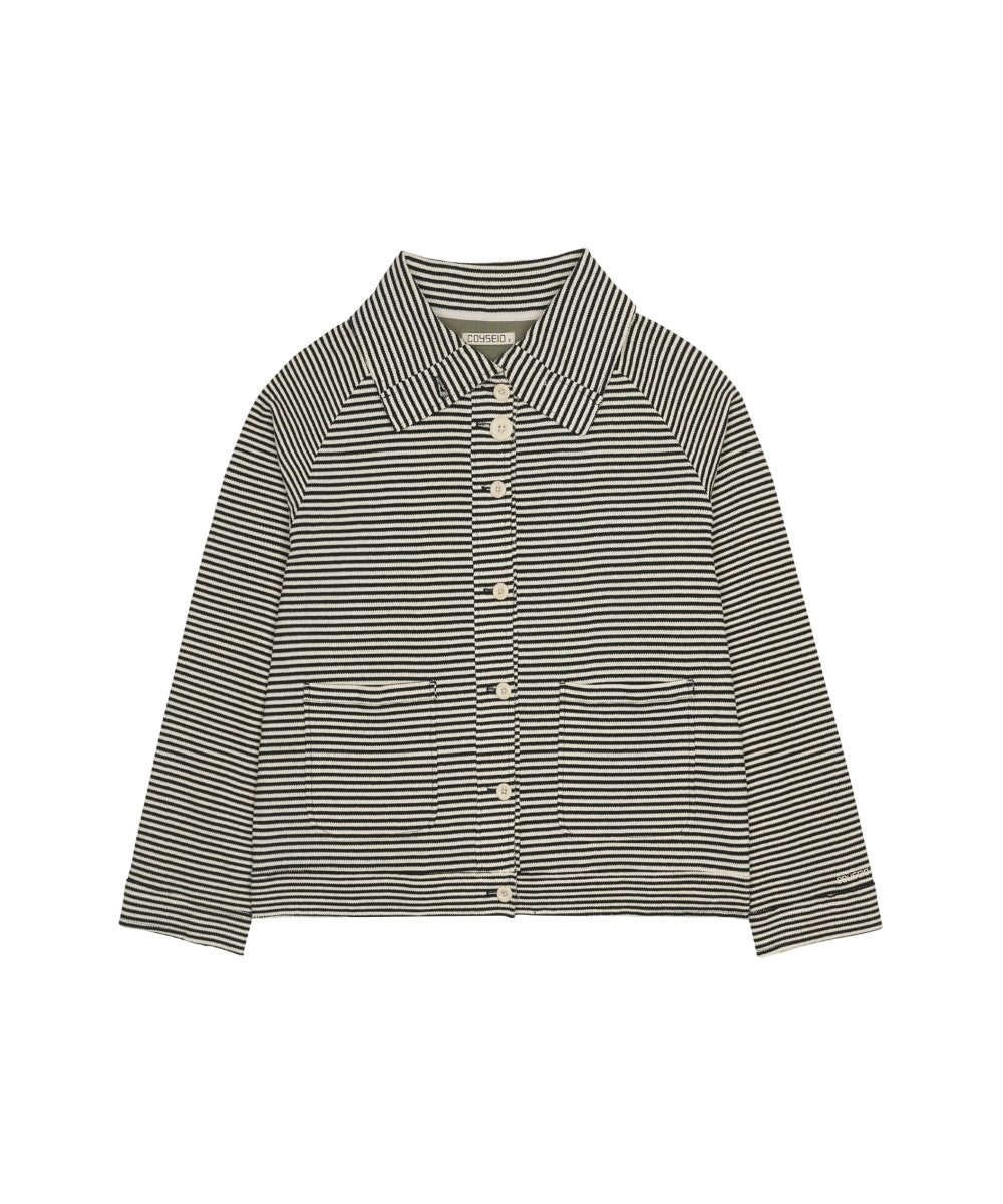 Coyseio - Wide Collar Waffle Stripe Shirt (Black) product image 11 | TRAB K-Fashion Australia