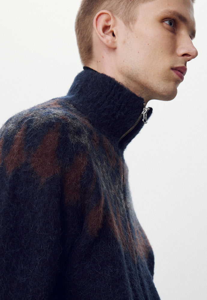 Tonywack - Nordic Mohair Zip Up Knit (Dark Navy) product image 6 | TRAB K-Fashion Australia