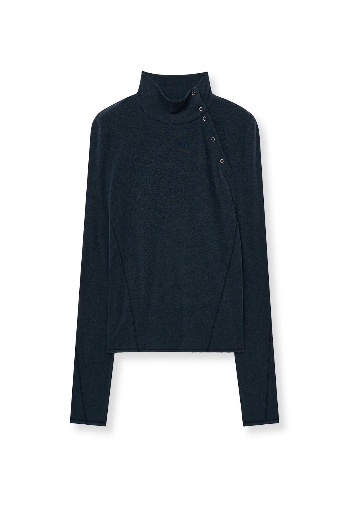 Matin Kim - Button Slit Half Neck Top (Navy) product image 1 | TRAB K-Fashion Australia