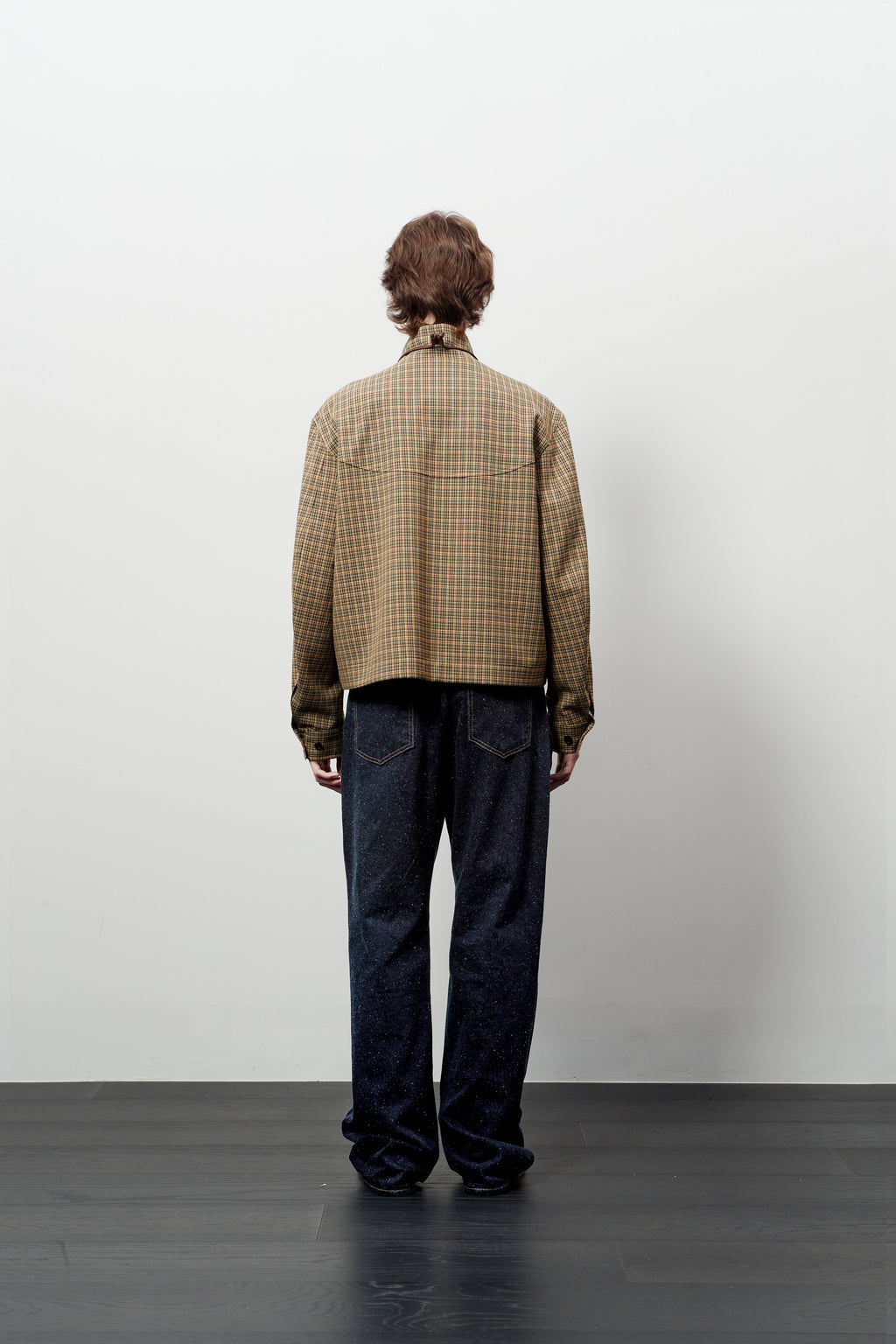 Stu - High Neck Crop Check Jacket Orange (Brown) product image 4 | TRAB K-Fashion Australia