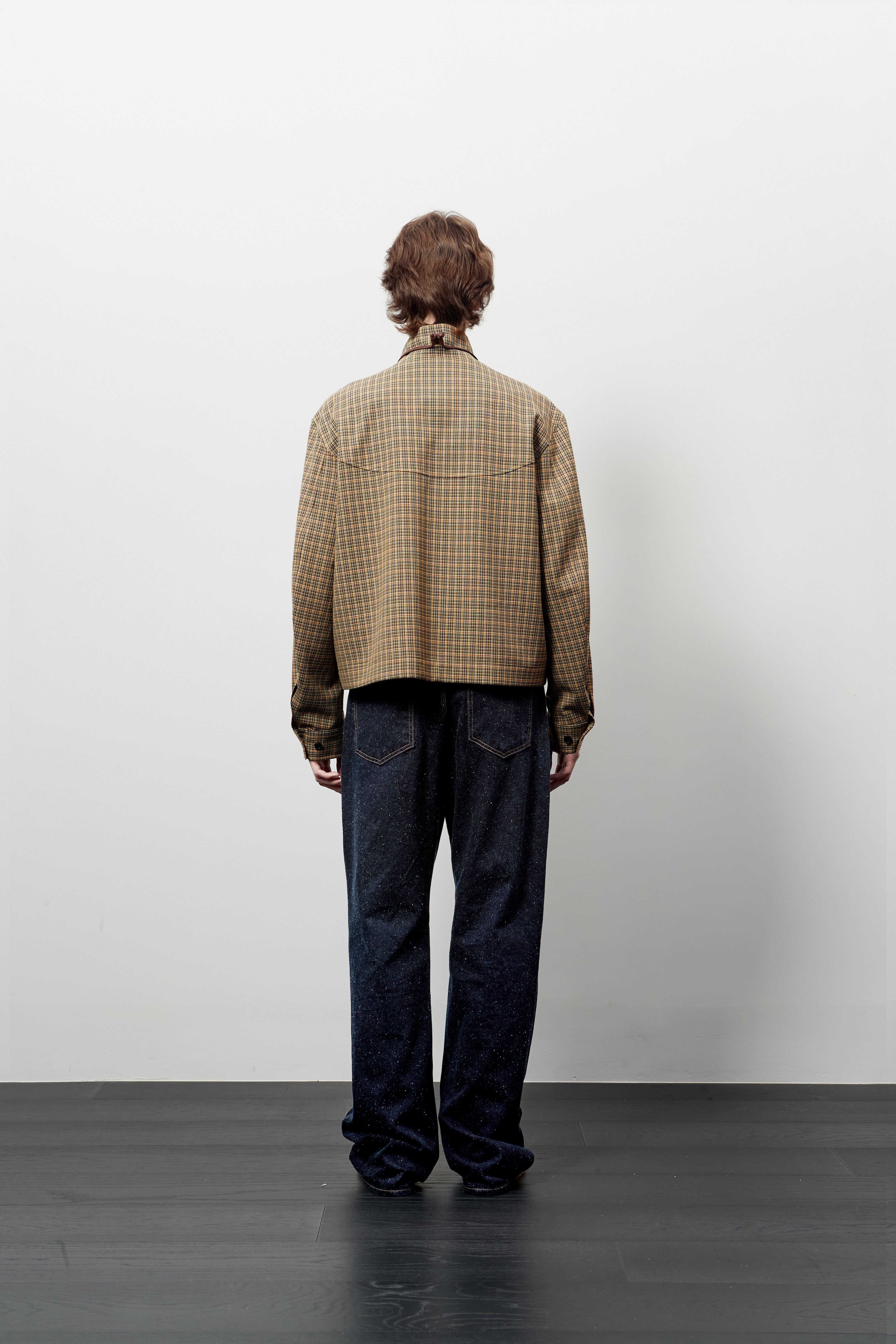 Stu - High Neck Crop Check Jacket Orange (Brown) product image 4 | TRAB K-Fashion Australia