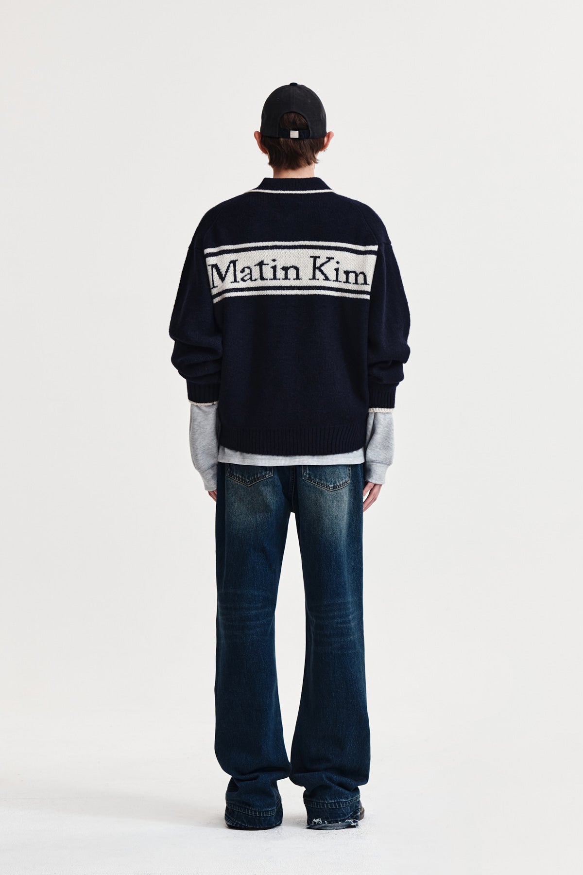 Matin Kim - Back Logo Collar Knit Top (Dark Navy) product image 7 | TRAB K-Fashion Australia