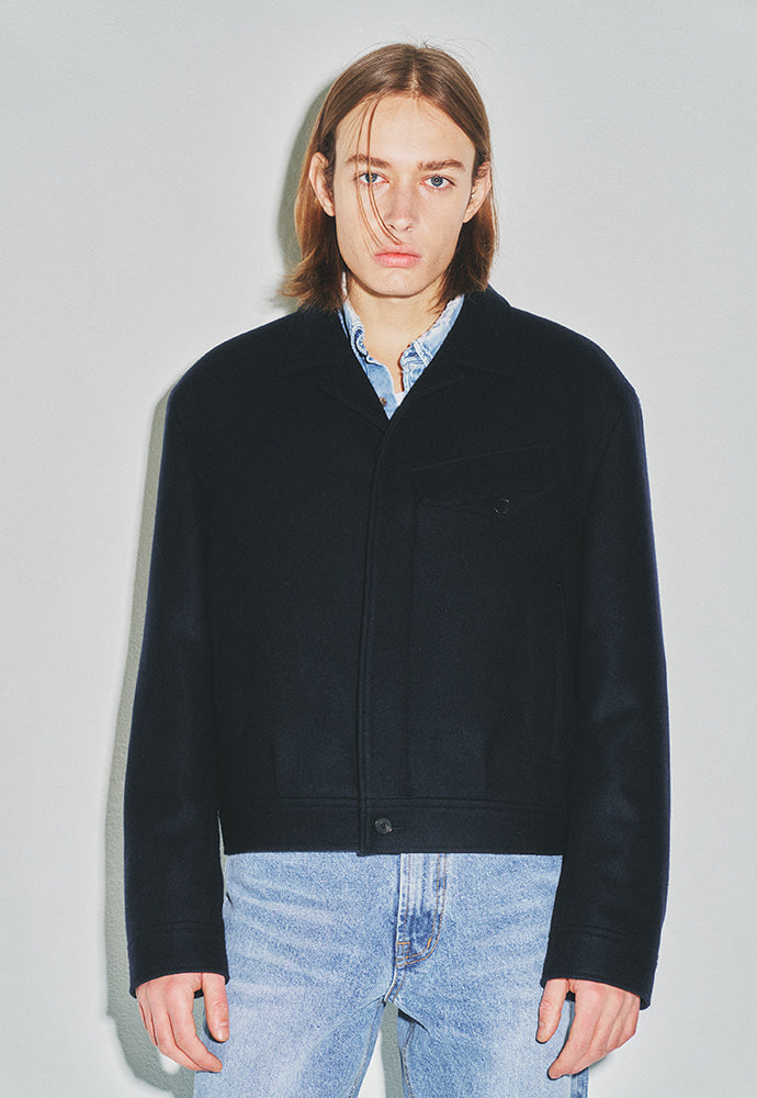 Tonywack - Wool Melton Chest Pocket Cropped Blouson (Navy) product image 6 | TRAB K-Fashion Australia