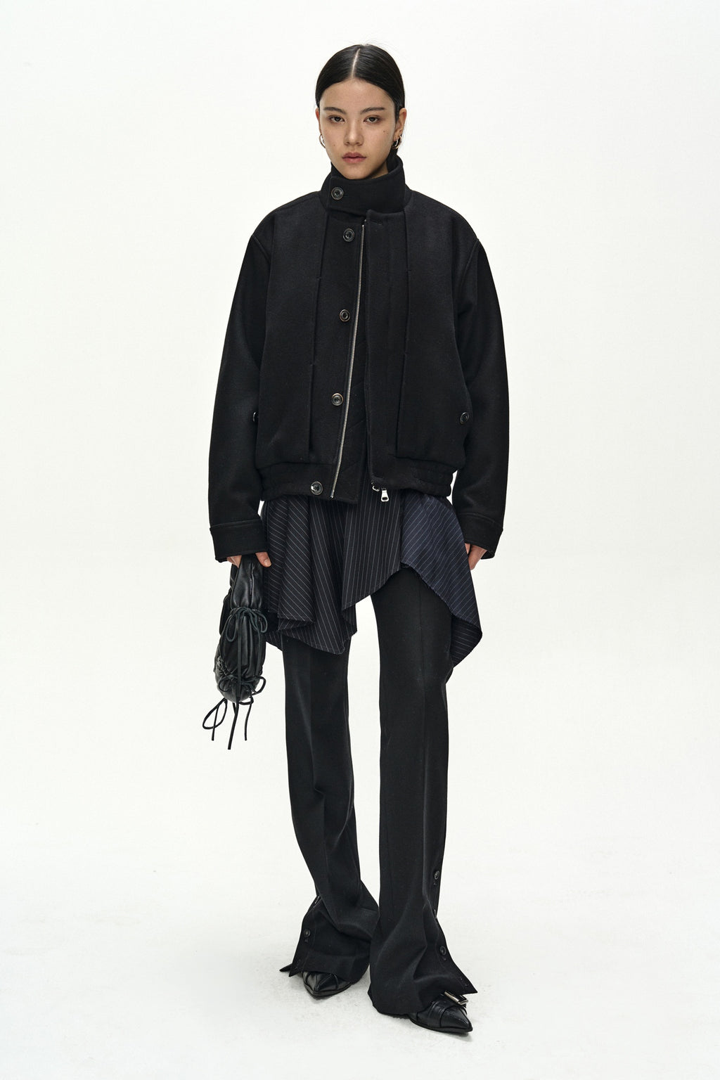 Andersson Bell - Asymmetric Wrap Skirt-Layered Bootcut Trousers (navy/black) (Navy/Black) product image 7 | TRAB K-Fashion Australia