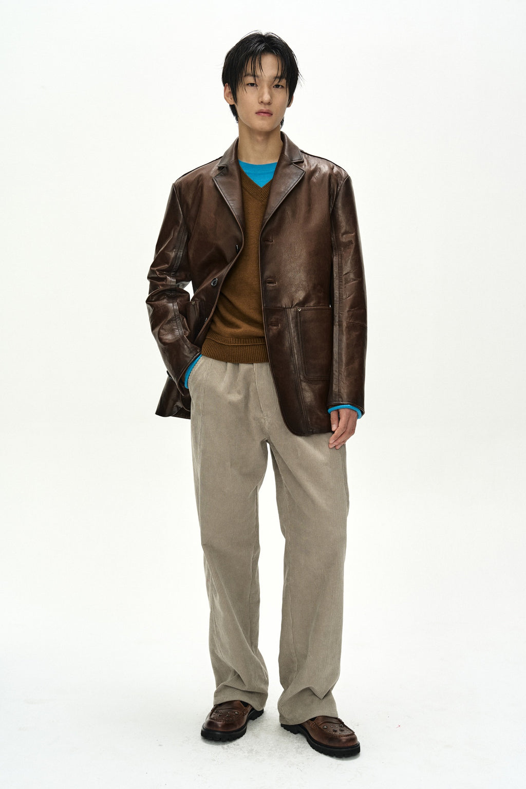 Andersson Bell - Crossover Wide-Leg Corduroy Trousers (Cream) product image 3 | TRAB K-Fashion Australia