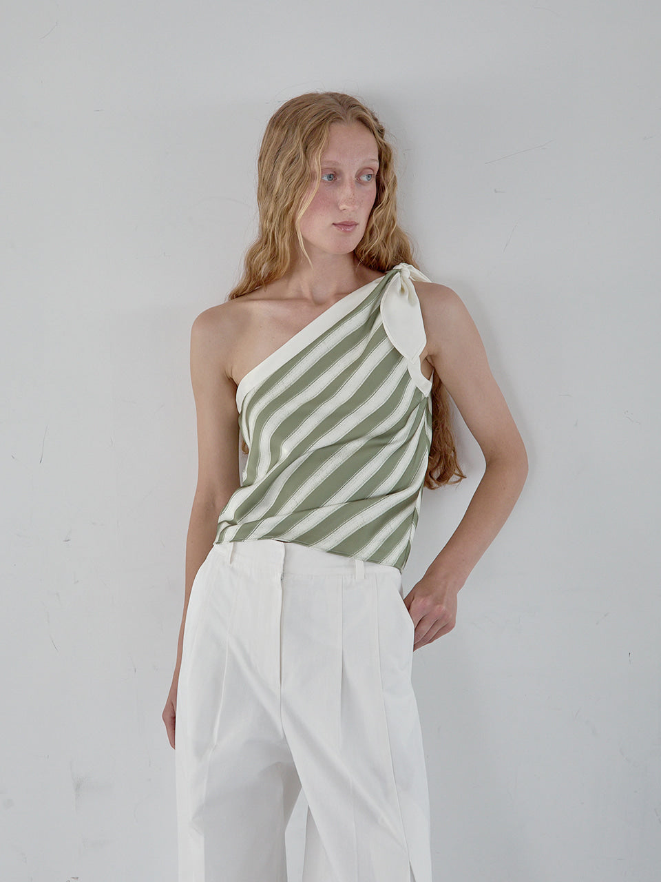 Kijun - [Ships 18 June] Stripe Scarf Top (Olive Green) product image 7 | TRAB K-Fashion Australia
