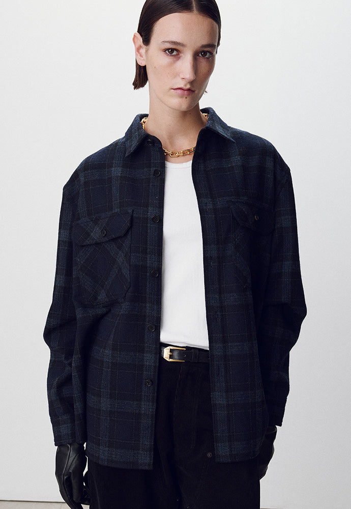 Tonywack - Wool Flannel Check Shirt (Navy) product image 7 | TRAB K-Fashion Australia