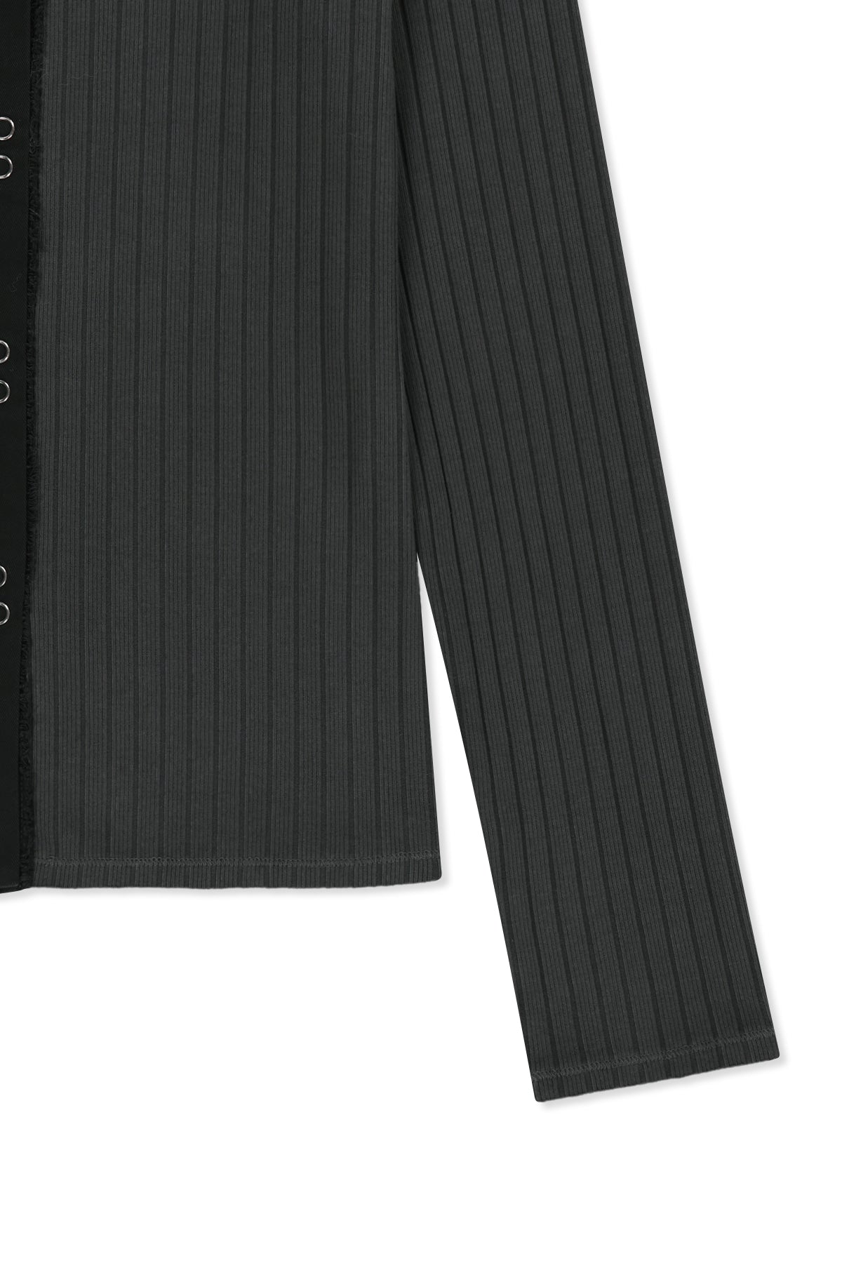Matin Kim - Vintage Washed Ribbed Snap Top (Black) product image 4 | TRAB K-Fashion Australia