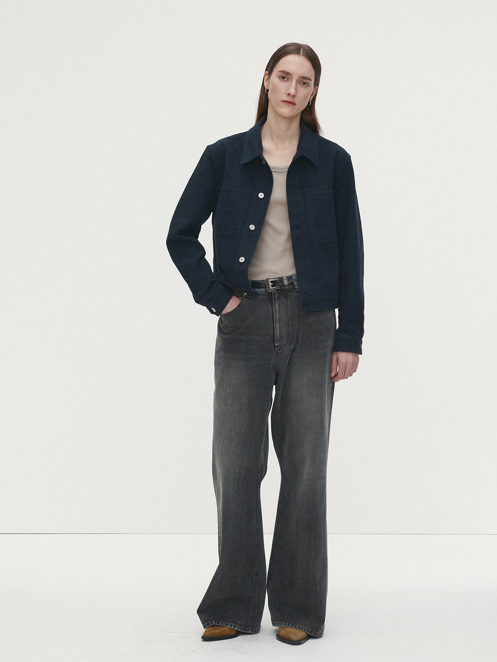 Tonywack - Moleskin Cotton Trucker Jacket (Navy) product image 2 | TRAB K-Fashion Australia