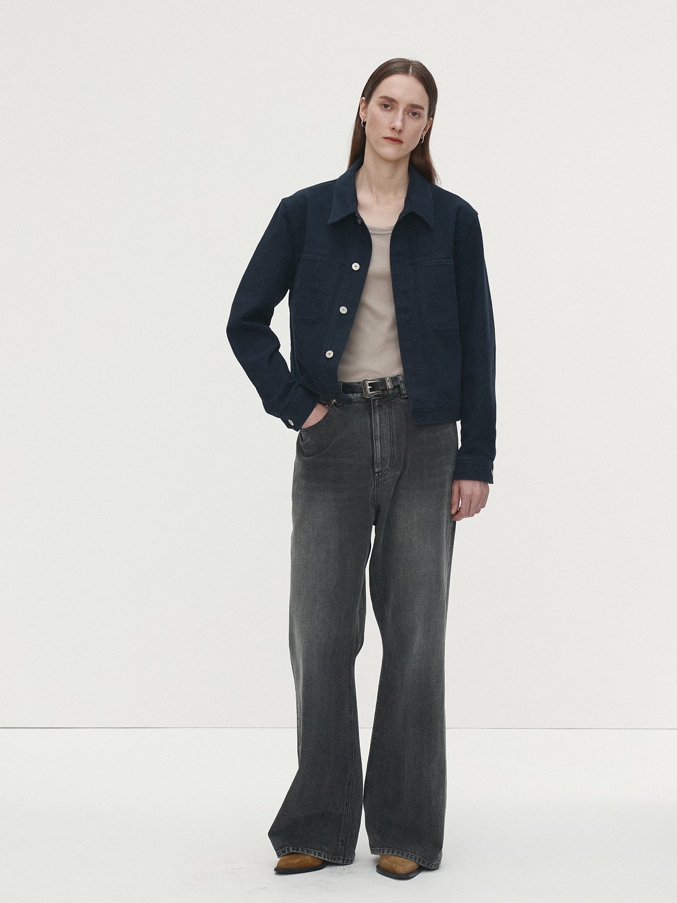 Tonywack - Moleskin Cotton Trucker Jacket (Navy) product image 2 | TRAB K-Fashion Australia