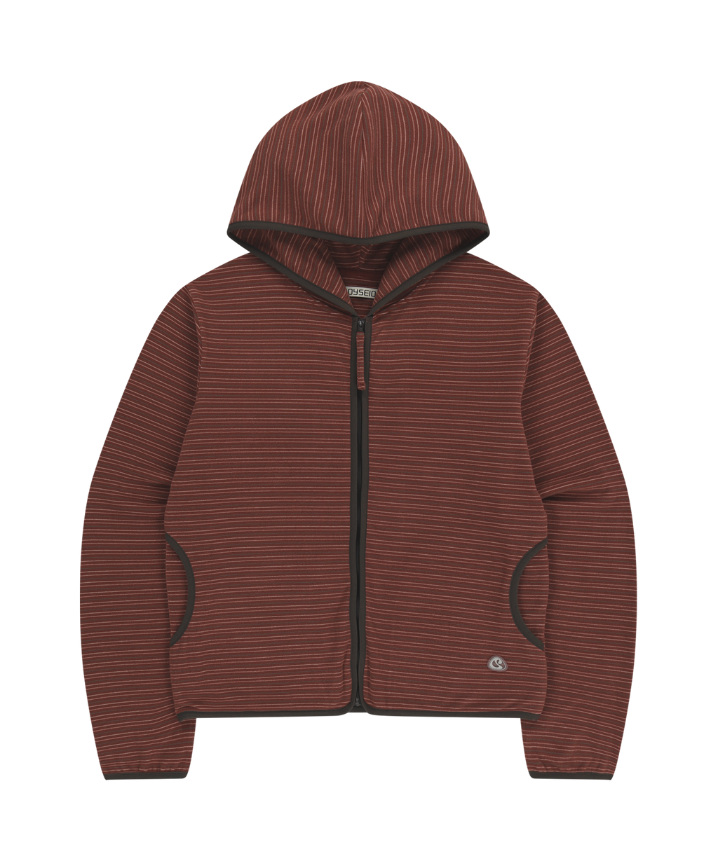 Coyseio - Stripe Fleece Hood Zip-Up (Red) product image 1 | TRAB K-Fashion Australia