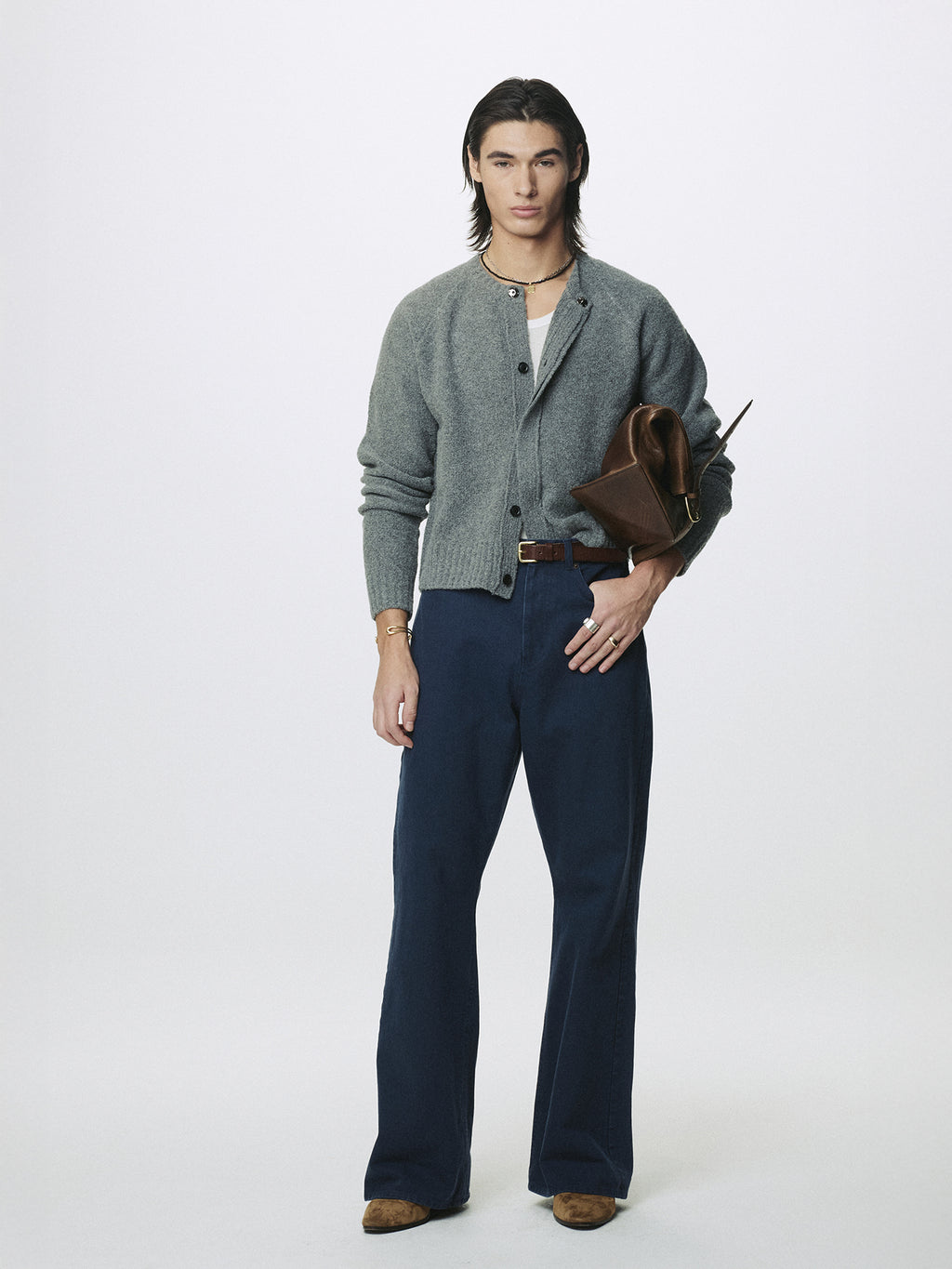 Tonywack - Placket Button Down Knit Cardigan (Melange Grey) product image 2 | TRAB K-Fashion Australia