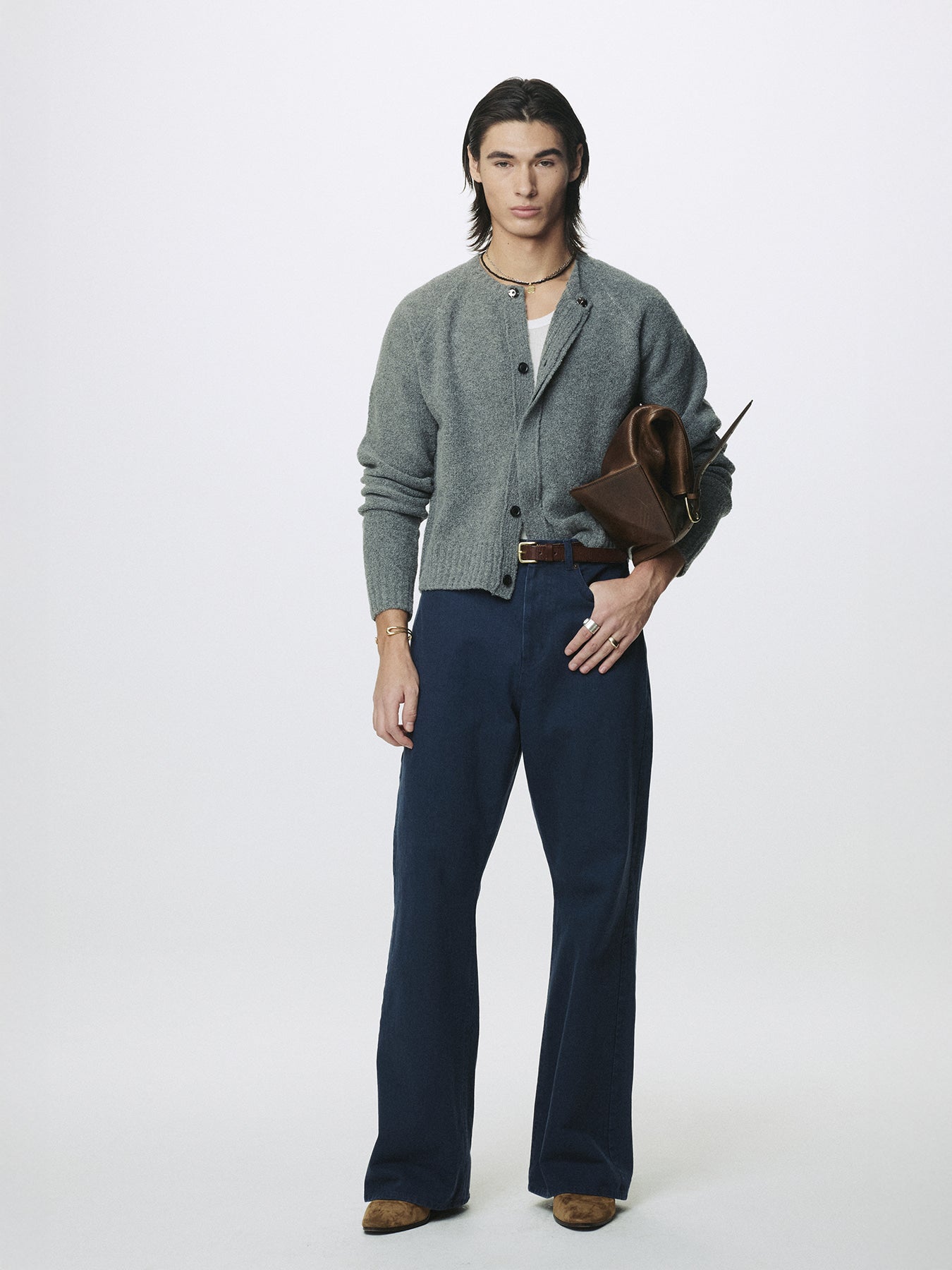 Tonywack - Placket Button Down Knit Cardigan (Melange Grey) product image 2 | TRAB K-Fashion Australia