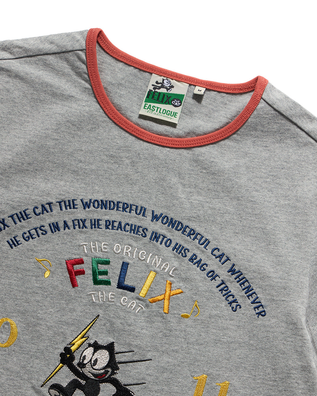 Eastlogue - Felix Souvenir Embroidered Ringer T-shirts (Melange Grey & Salmon) product image 3 | TRAB K-Fashion Australia