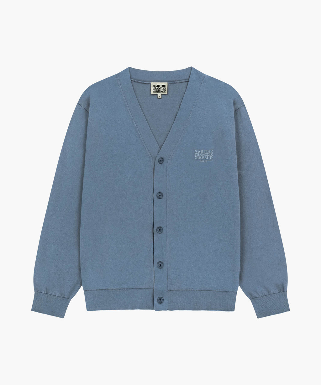 Marithe & Francois Girbaud - Small Classic Logo V-neck Knit Cardigan (Vintage Blue) product image 6 | TRAB K-Fashion Australia