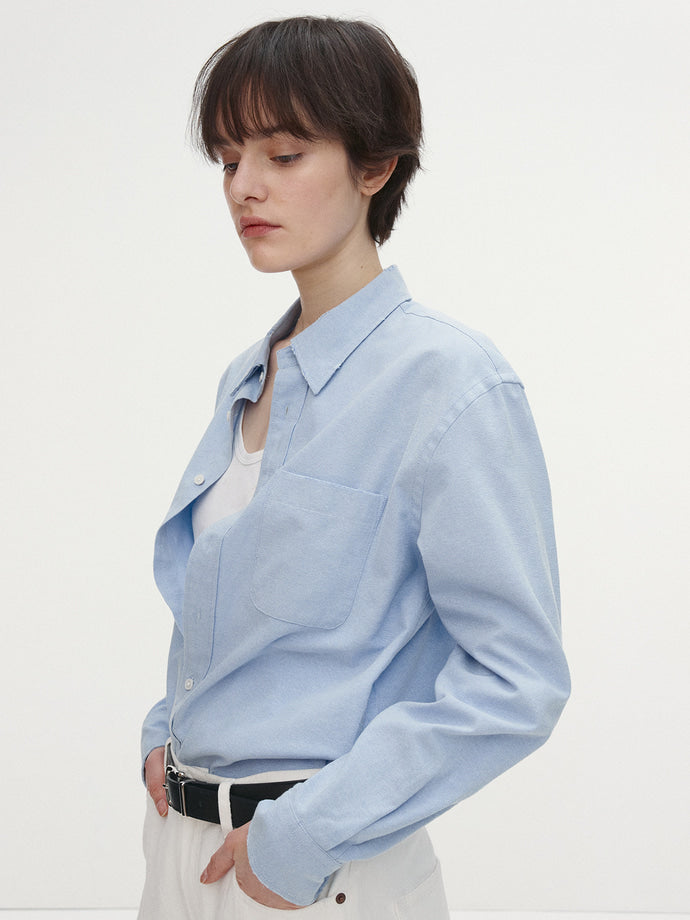 Tonywack - Cotton Lyocell Distressed Oxford Shirt (Sky Blue) product image 5 | TRAB K-Fashion Australia