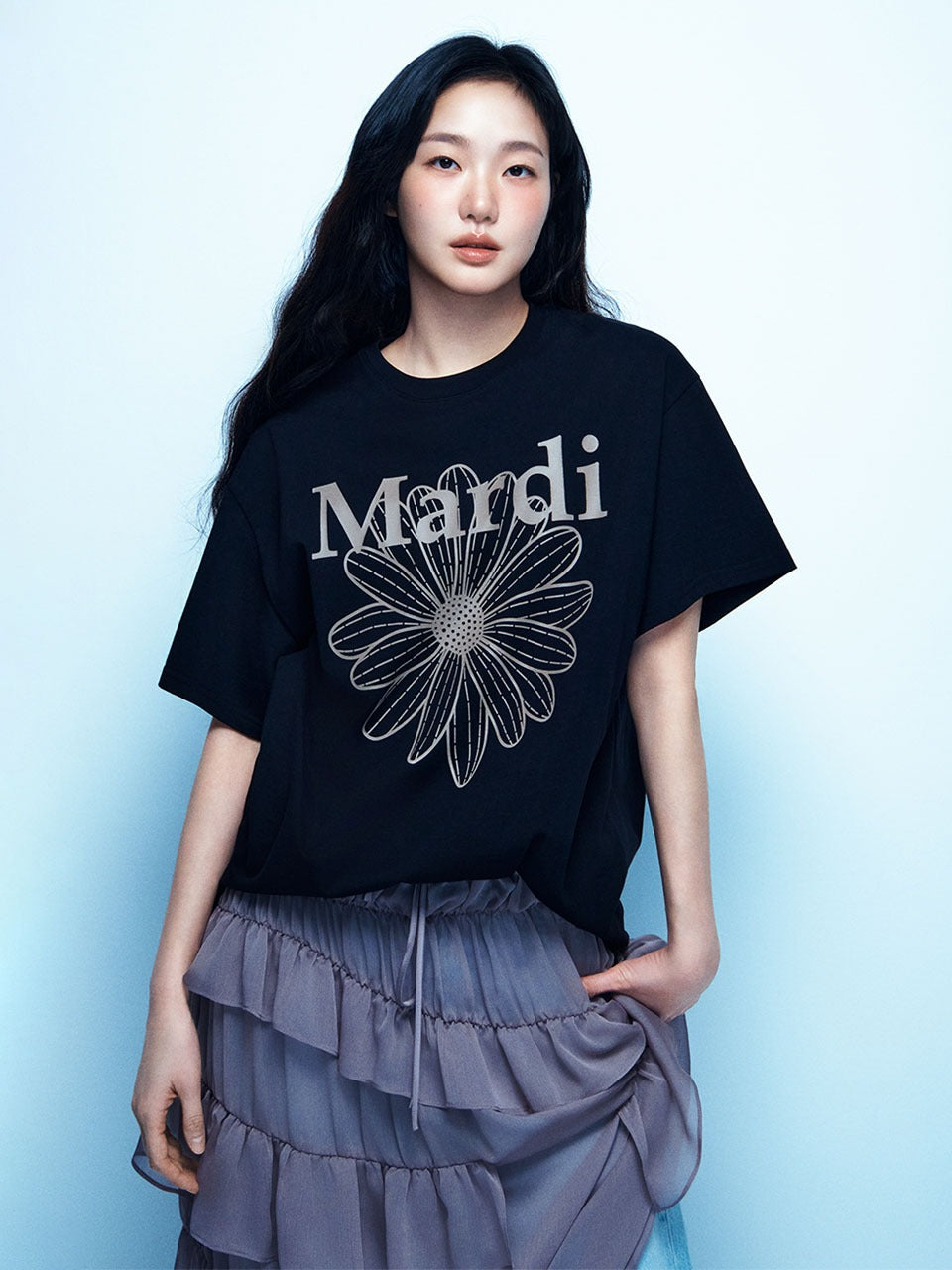 Mardi Mercredi - [Pre-Order – Ships April 8] Unisex Tshirt Flowermardi (Black Taupe) product image 1 | TRAB K-Fashion Australia