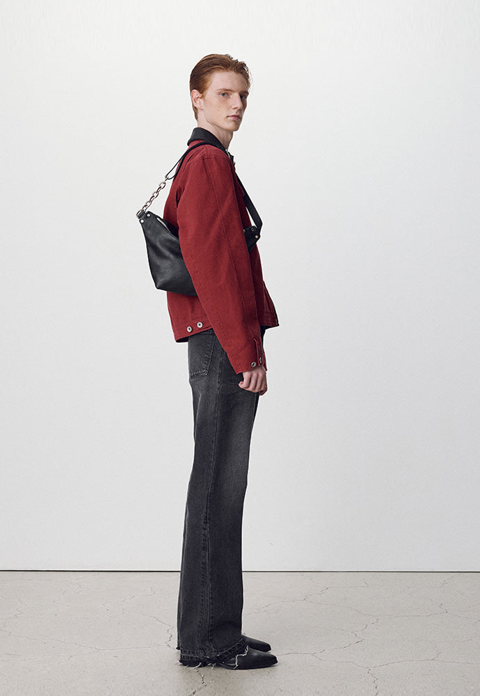 Tonywack - Leather Collar Garment-Washed Rivet Work Jacket (Red) product image 2 | TRAB K-Fashion Australia