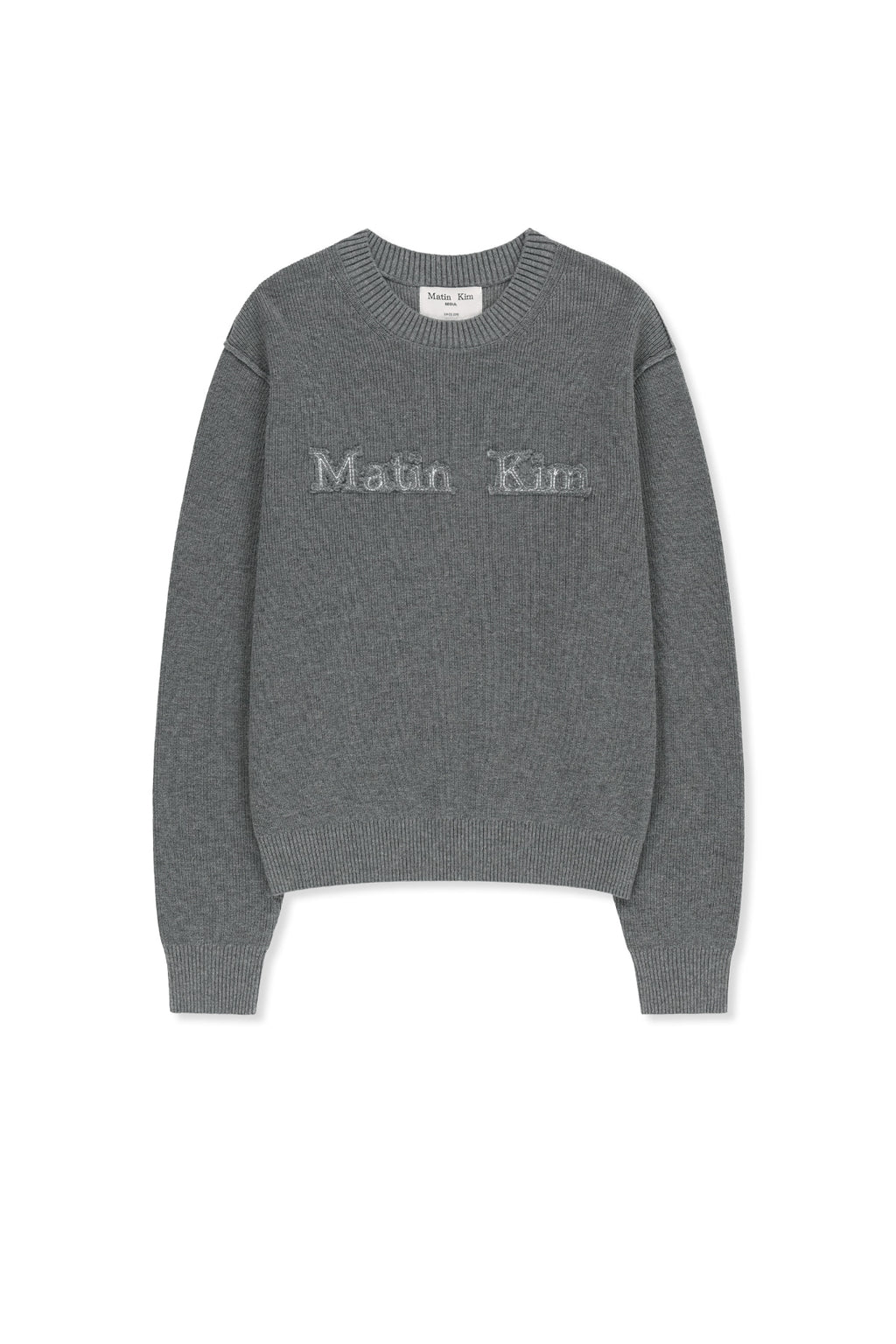 Matin Kim - Matin Applique Logo Knit Pullover (Grey) product image 1 | TRAB K-Fashion Australia