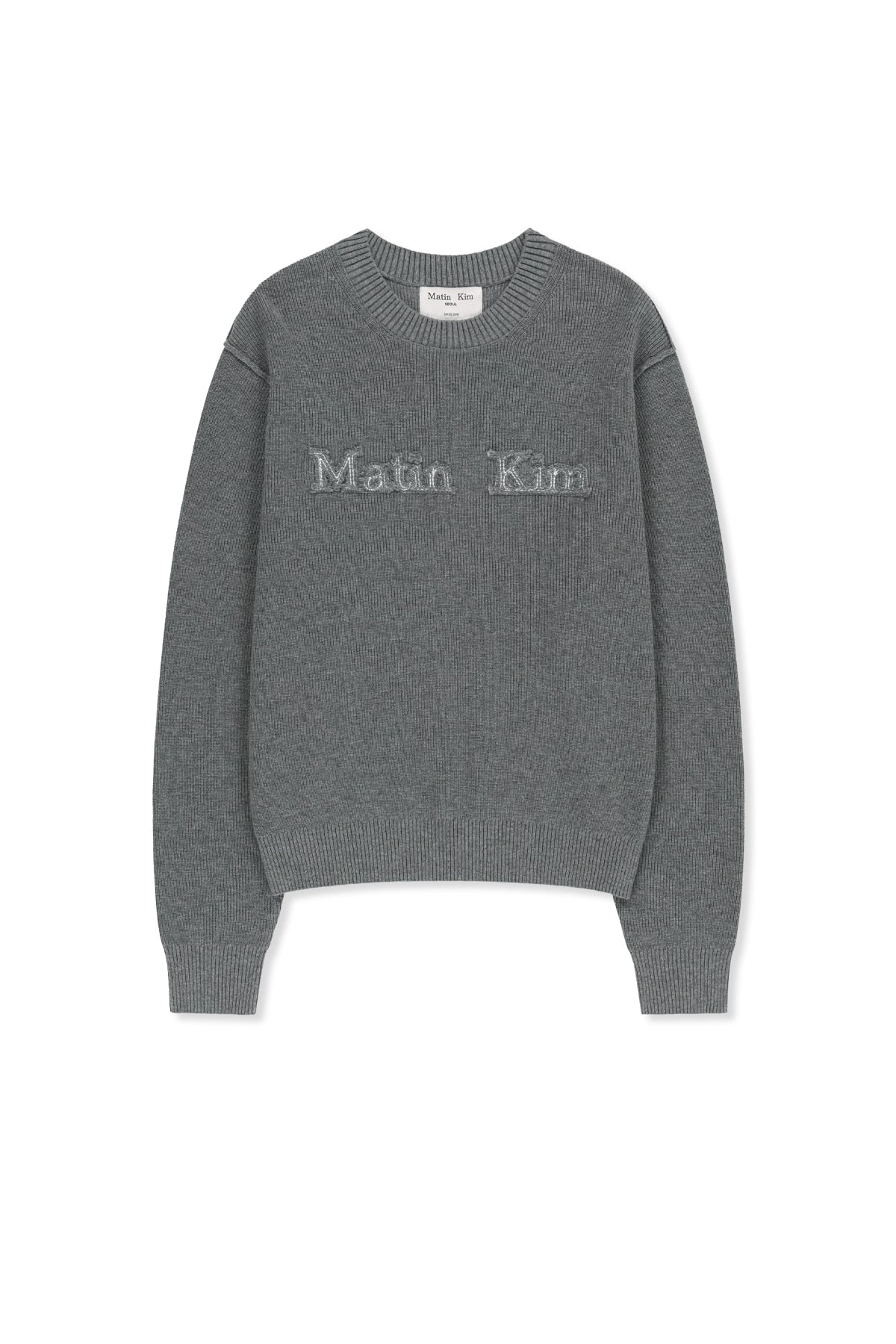 Matin Kim - Matin Applique Logo Knit Pullover (Grey) product image 1 | TRAB K-Fashion Australia