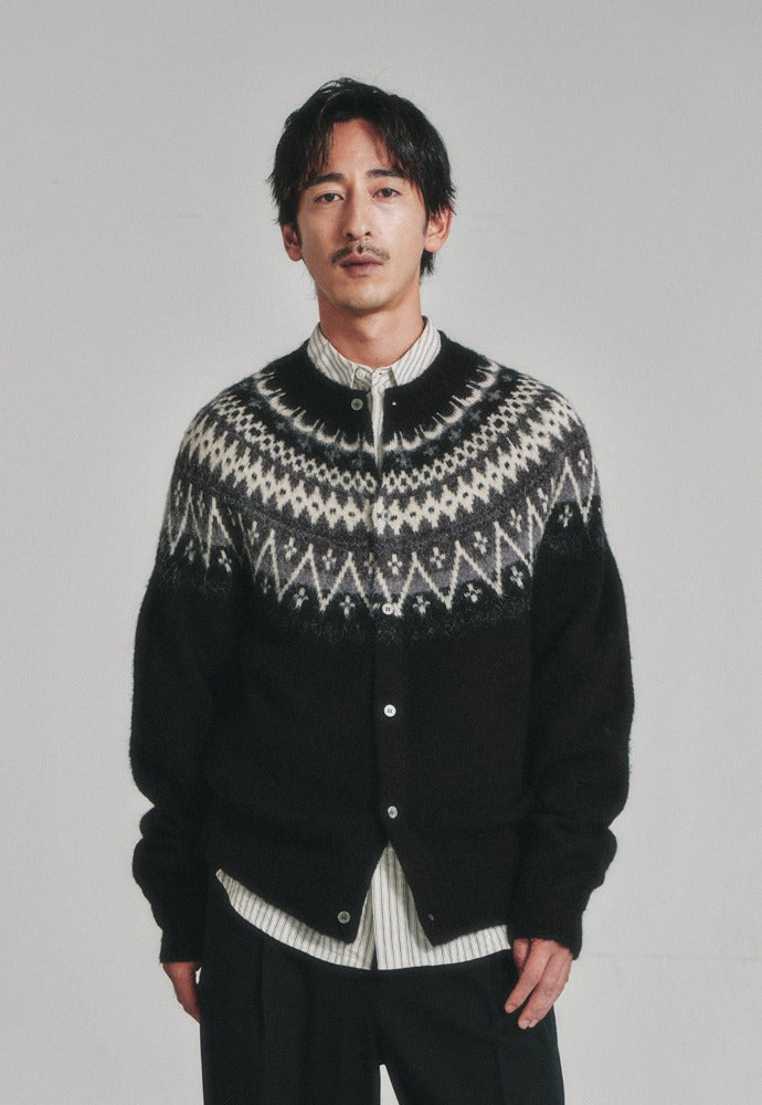 Art if acts - Fair Isle Mohair Cardigan (Black) product image 1 | TRAB K-Fashion Australia