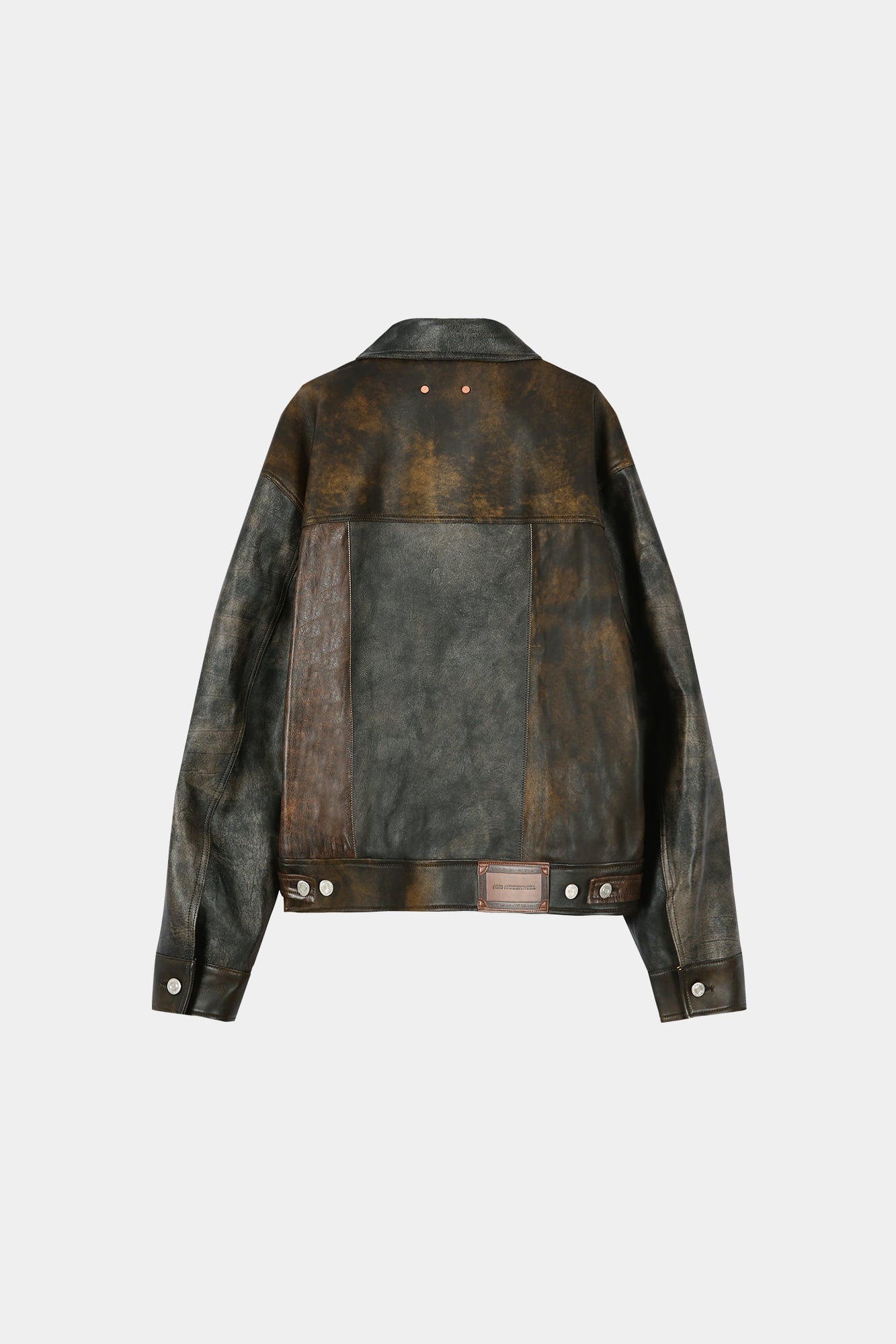 Andersson Bell - Leather Patchwork Trucker Jacket (Brown) product image 11 | TRAB K-Fashion Australia