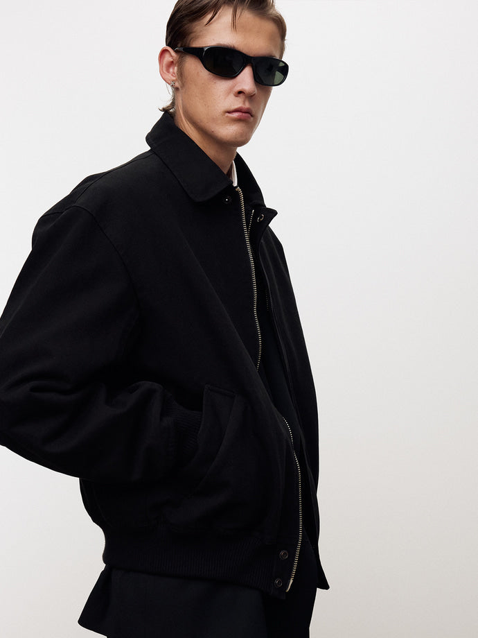 Tonywack - Washed Cotton Shearling Trim Bomber (Black) product image 6 | TRAB K-Fashion Australia