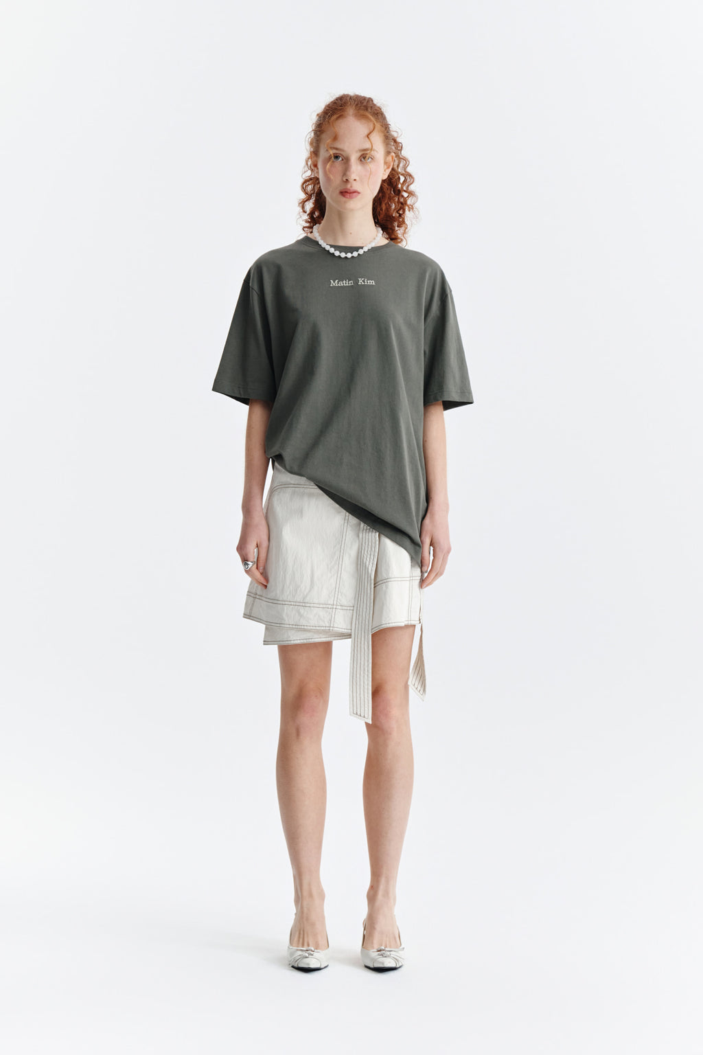 Matin Kim - Embroidery Small Logo Oversize Top (Khaki) product image 5 | TRAB K-Fashion Australia
