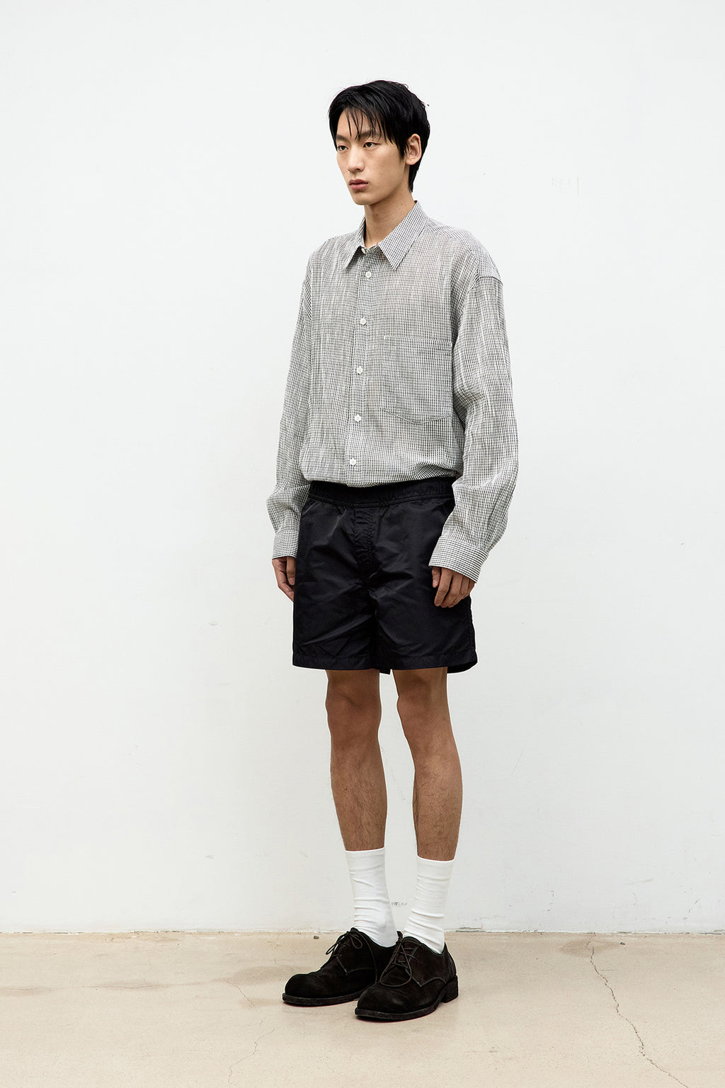 Coor - Wrinkle Sheer Check Shirt (White) product image 3 | TRAB K-Fashion Australia