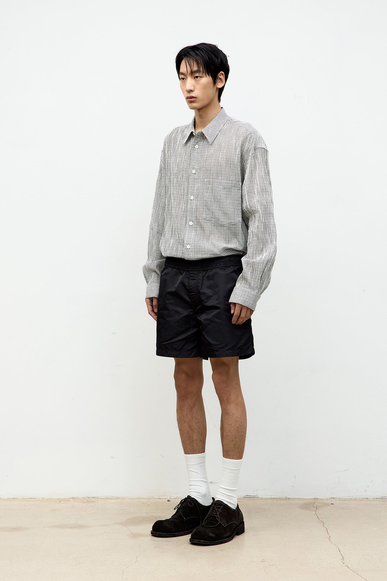 Coor - Wrinkle Sheer Check Shirt (White) product image 3 | TRAB K-Fashion Australia