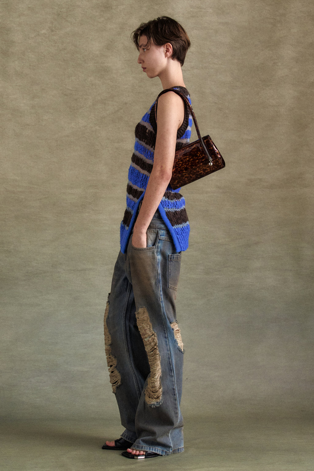 Andersson Bell - Vintage Spray Double Waist Jeans (Dusty Blue) product image 8 | TRAB K-Fashion Australia