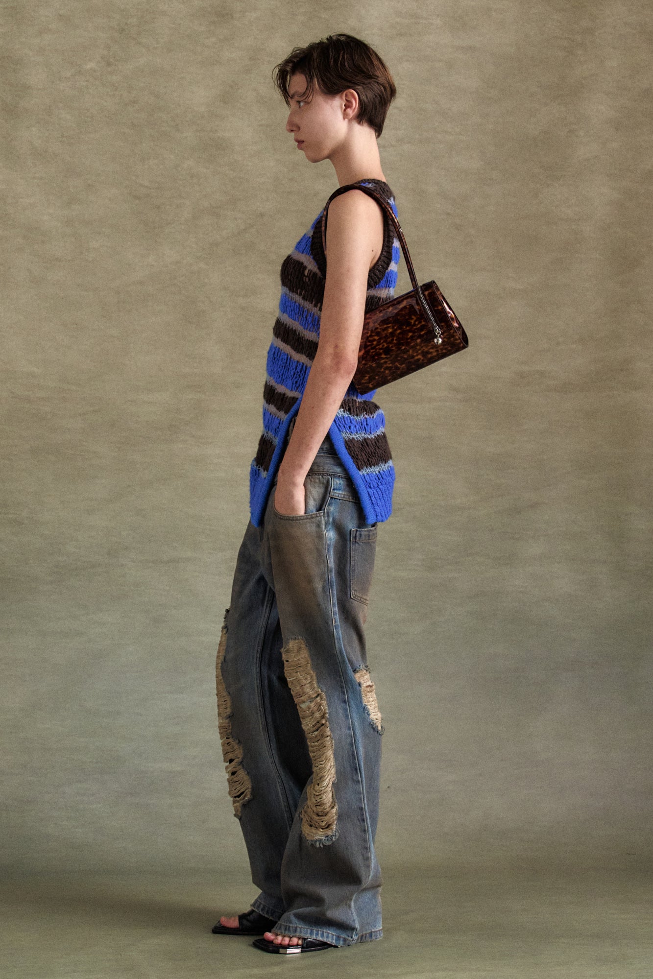 Andersson Bell - Vintage Spray Double Waist Jeans (Dusty Blue) product image 8 | TRAB K-Fashion Australia